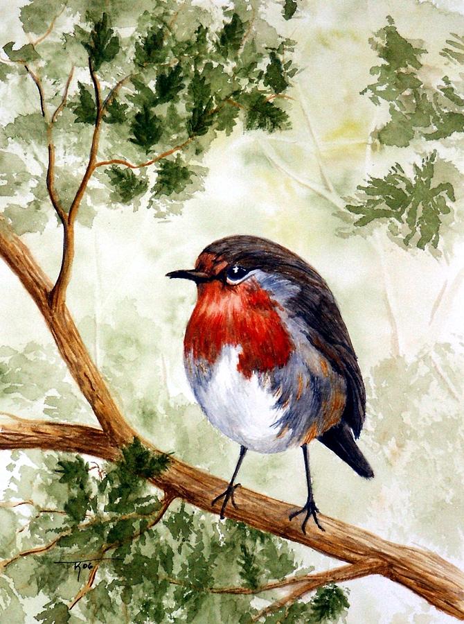 Bird Painting - English Robin by Travis Kelley Bird Painting - English Robin by Travis Kelley