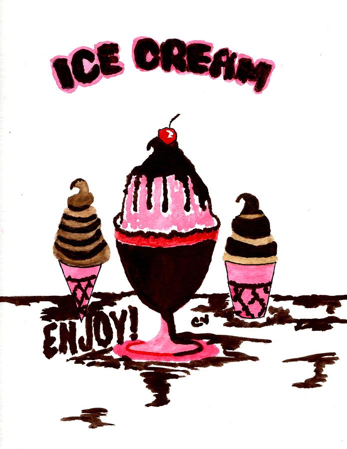 Enjoy Ice Cream Painting by Connie Valasco
