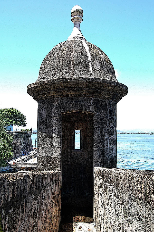 Architecture Digital Art - Entrance to Sentry Tower Castillo San Felipe Del Morro Fortress San Juan Puerto Rico Poster Edges by Shawn OBrien
