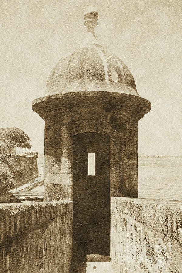 Entrance to Sentry Tower Castillo San Felipe Del Morro Fortress San Juan Puerto Rico Vintage Digital Art by Shawn OBrien