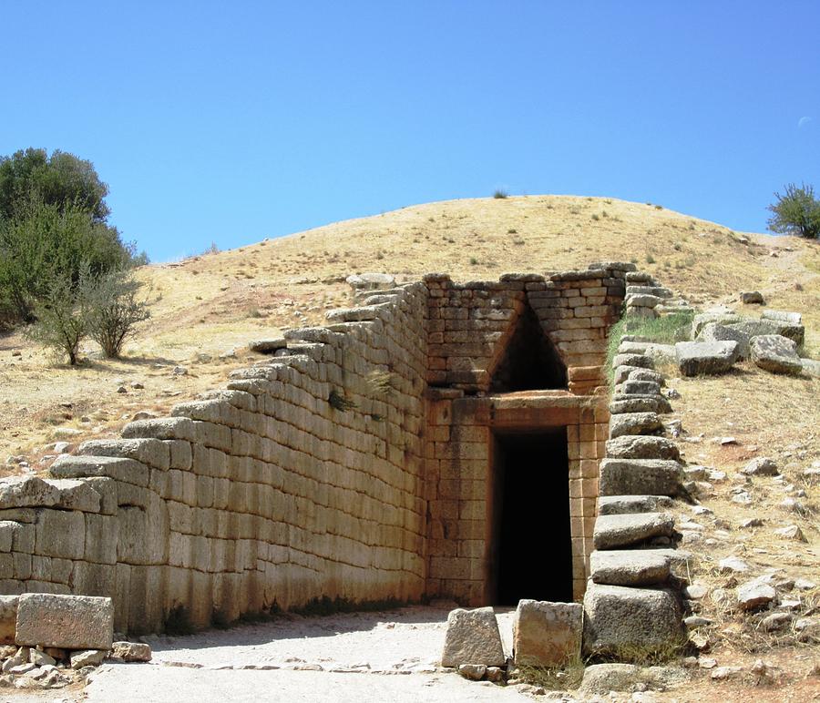 Entrance to the Royal Tombs and the Treasury of Atreus Agamemnon in Mycenae Greece Photograph by John Shiron