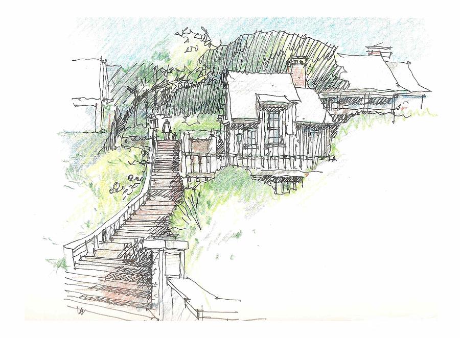 Entry Stairs Drawing by Andrew Drozdowicz