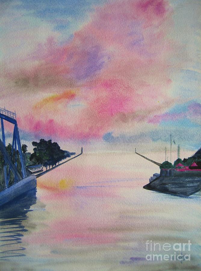 Sunset Painting - Entry to Lake Ontario by Judy Via-Wolff