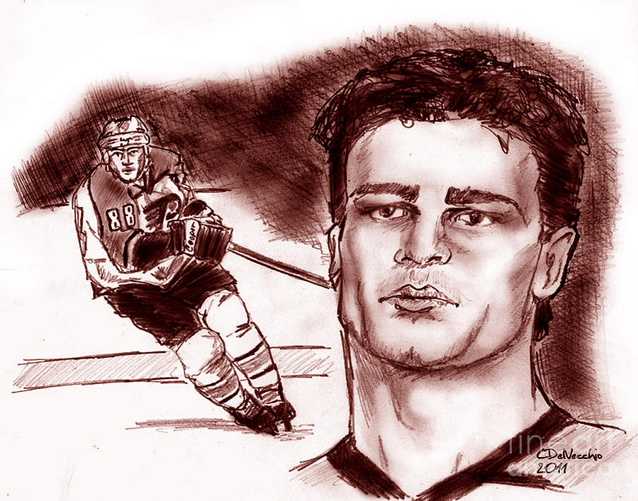 Eric Lindros dk Drawing by Chris DelVecchio