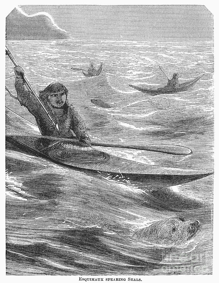 Eskimos Hunting Seals, 1873 Photograph by Granger