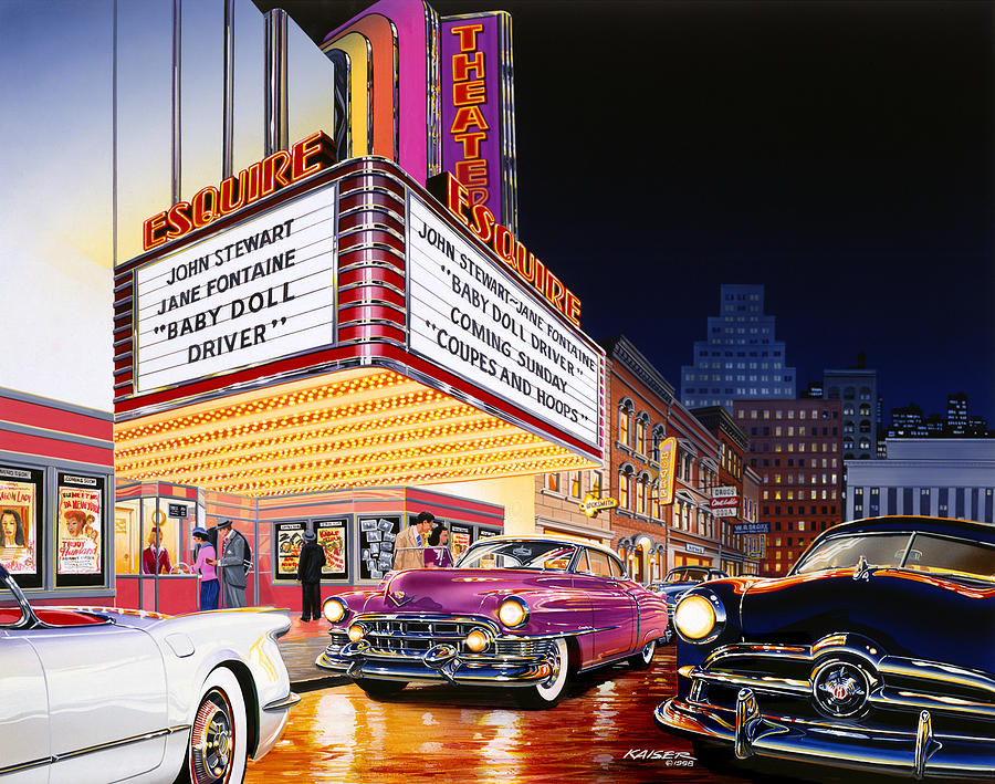 Vintage Photograph - Esquire Theater by MGL Meiklejohn Graphics Licensing