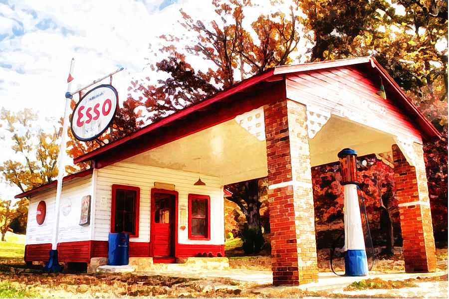 Esso Filling Station Painting by Lynne Jenkins