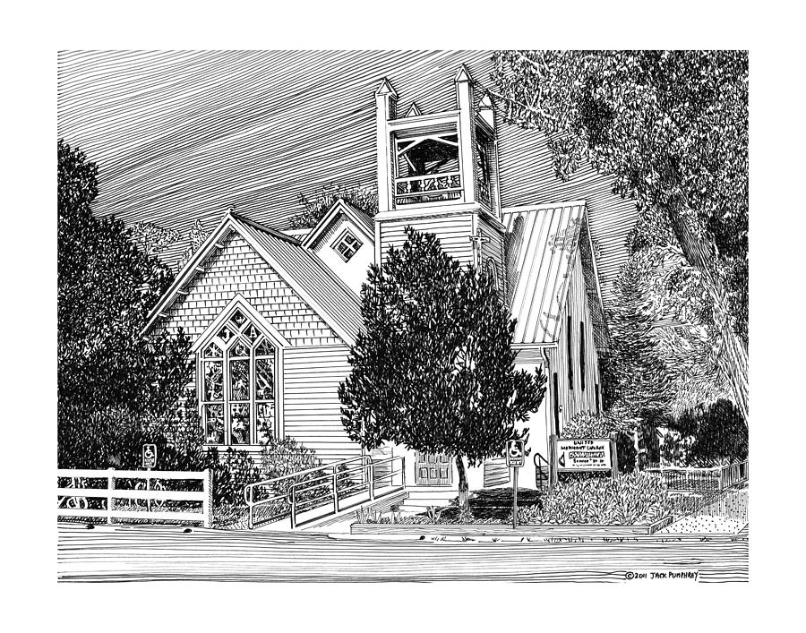 Estancia United Methodist Church Drawing by Jack Pumphrey