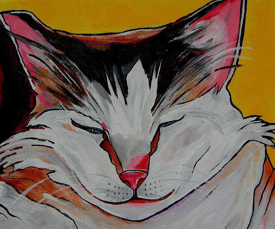 Cat Painting - ET close up of face by Patti Schermerhorn