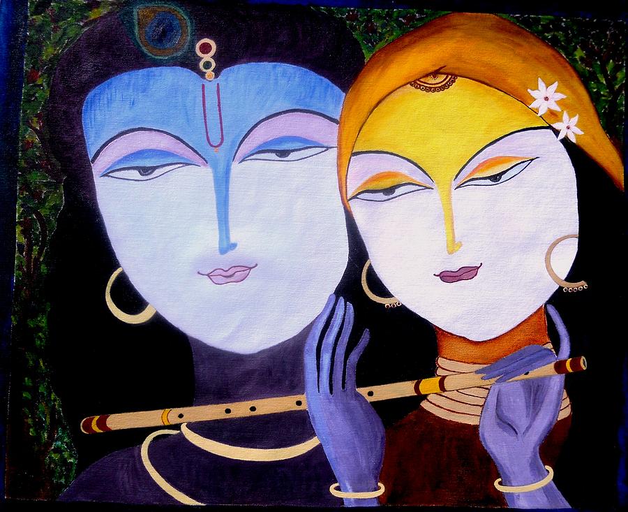 Love Painting - Eternal love of Radha-Krishna by Mamta Joshi