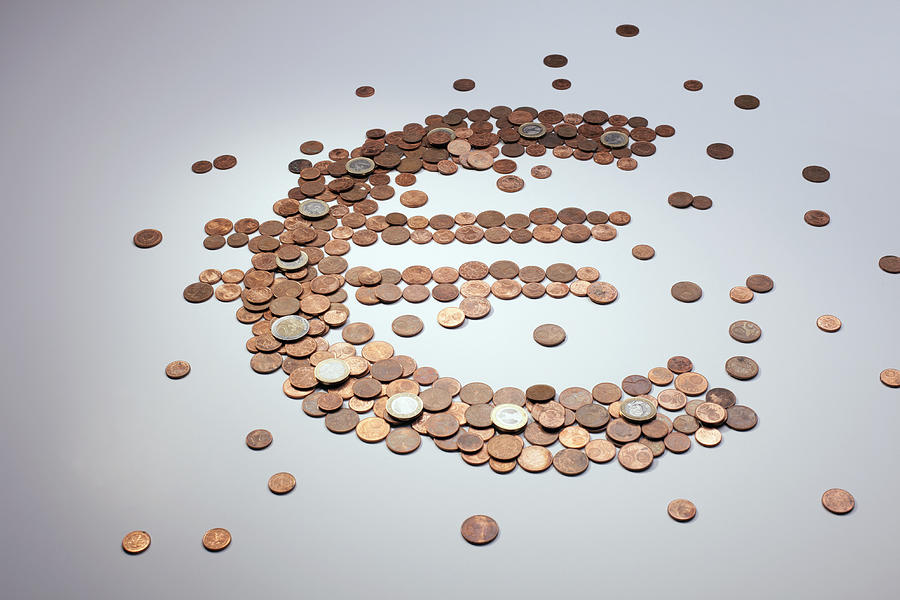 European Union Coins Arranged Into The Shape Of A Euro Symbol Photograph by Larry Washburn