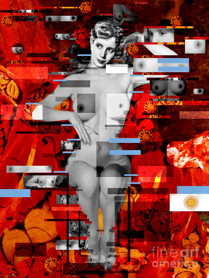 Madonna Painting - Eva Peron Nude En Rouge by Karine Percheron-Daniels