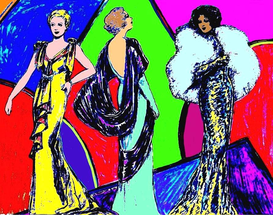 Evening Dresses Drawing by Mel Thompson