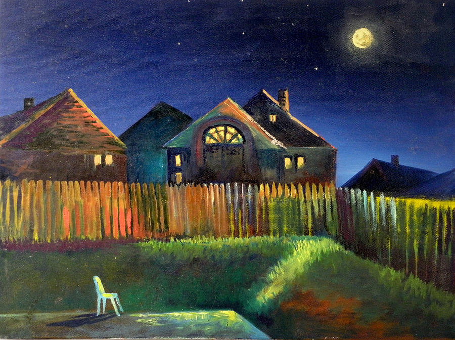 Night Scene Painting - Evening in Sachse by Steven Linebaugh