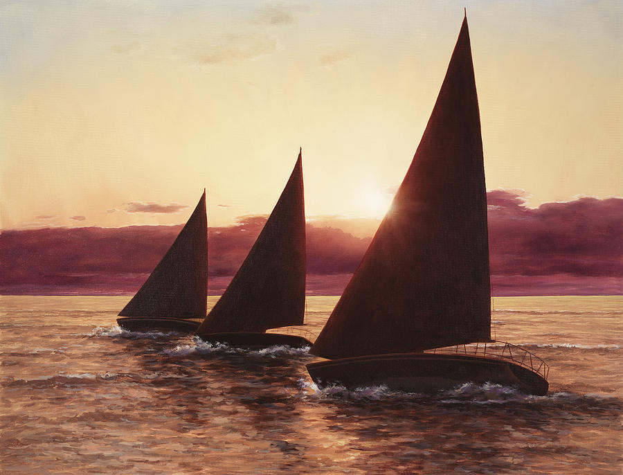 Evening Sails Painting by Diane Romanello