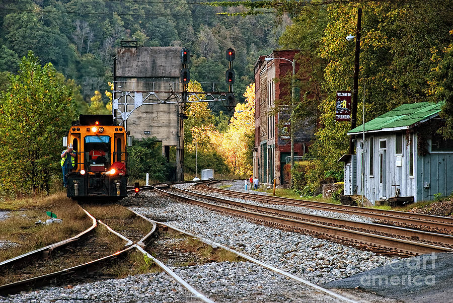 Evening Train in Thurmond WV - color Photograph by Kathleen K Parker