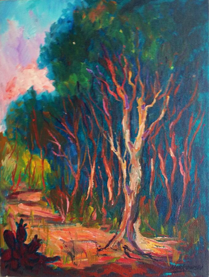 Tree Painting - Evening Trees by Aileen Markowski