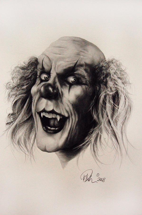 Evil Clown Drawing by Mario Pichler