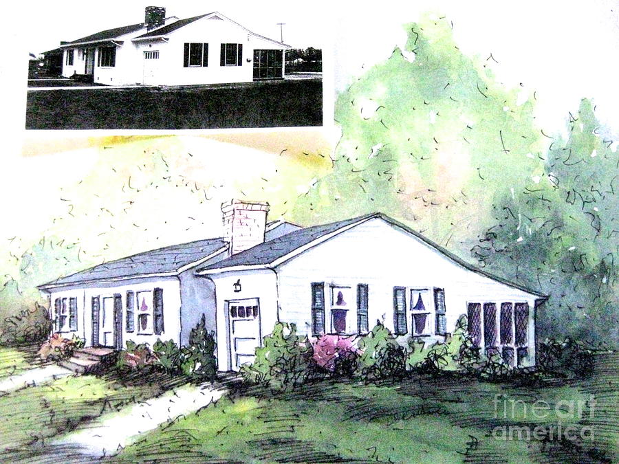 Example of House Illustration versus painting Painting by Gretchen Allen