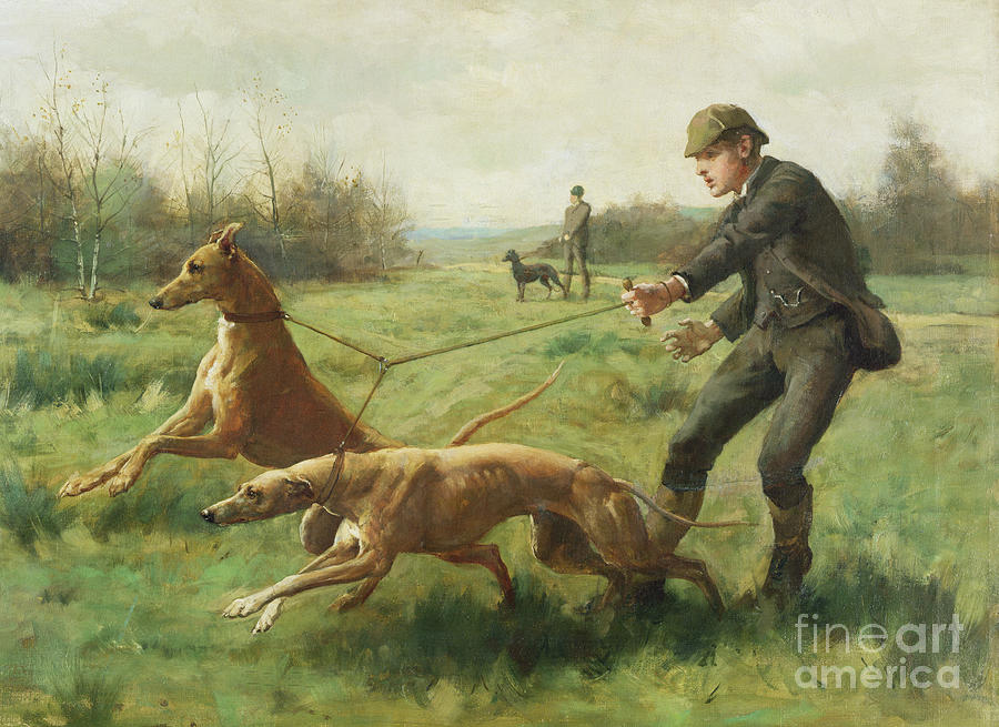 George Kilburne Painting - Exercising Greyhounds by George Kilburne