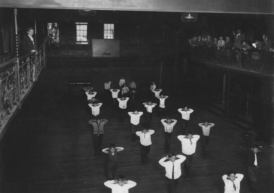 Lewis Wickes Hine Photograph - Exercising, Original Caption A Gym by Everett