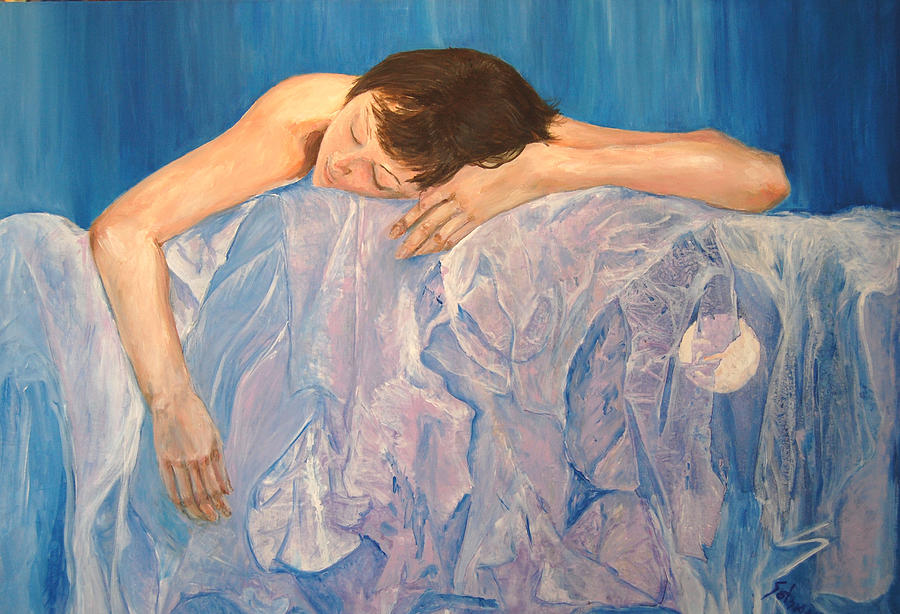 Bed Painting - Exhausted by Gladiola Sotomayor