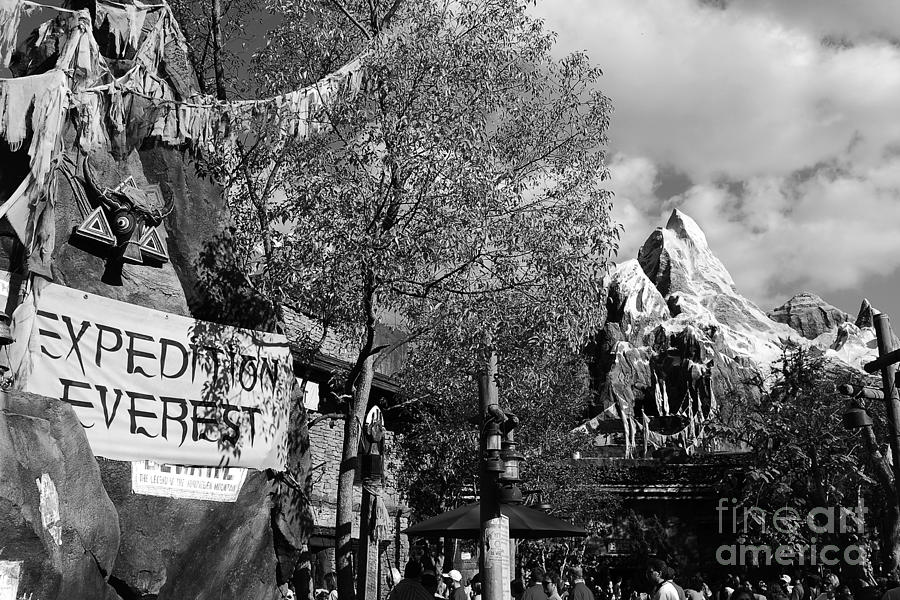 Expedition Everest Animal Kingdom Walt Disney World Prints Black and White Photograph by Shawn OBrien