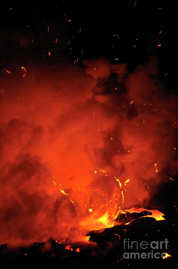 Explosion of molten lava flowing into ocean Photograph by Sami Sarkis