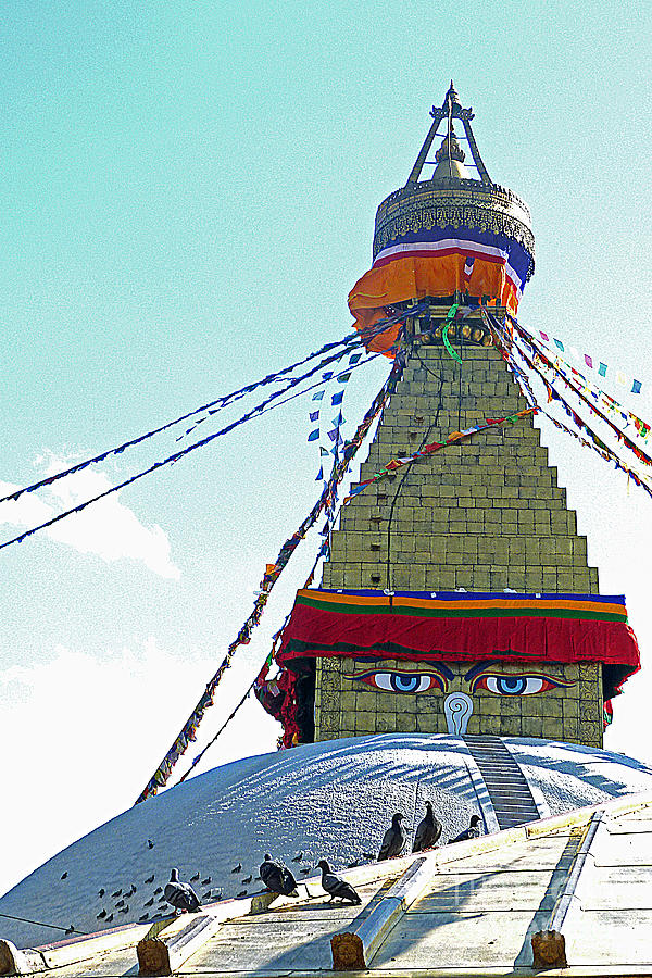 Eyes of the Boudhanath Stupa  Nepal Photograph by Louise Peardon