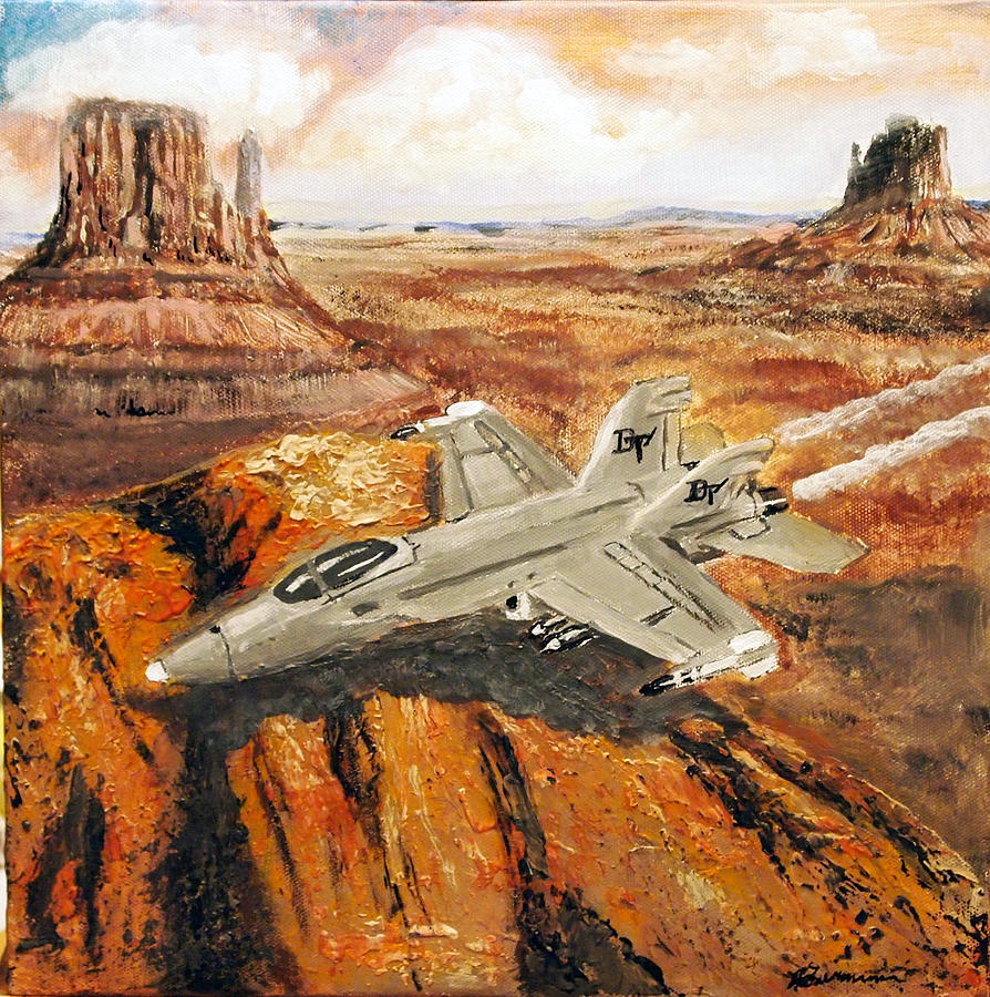 F18 Hornet over the desert Painting by Veronica Zimmerman | Fine Art ...