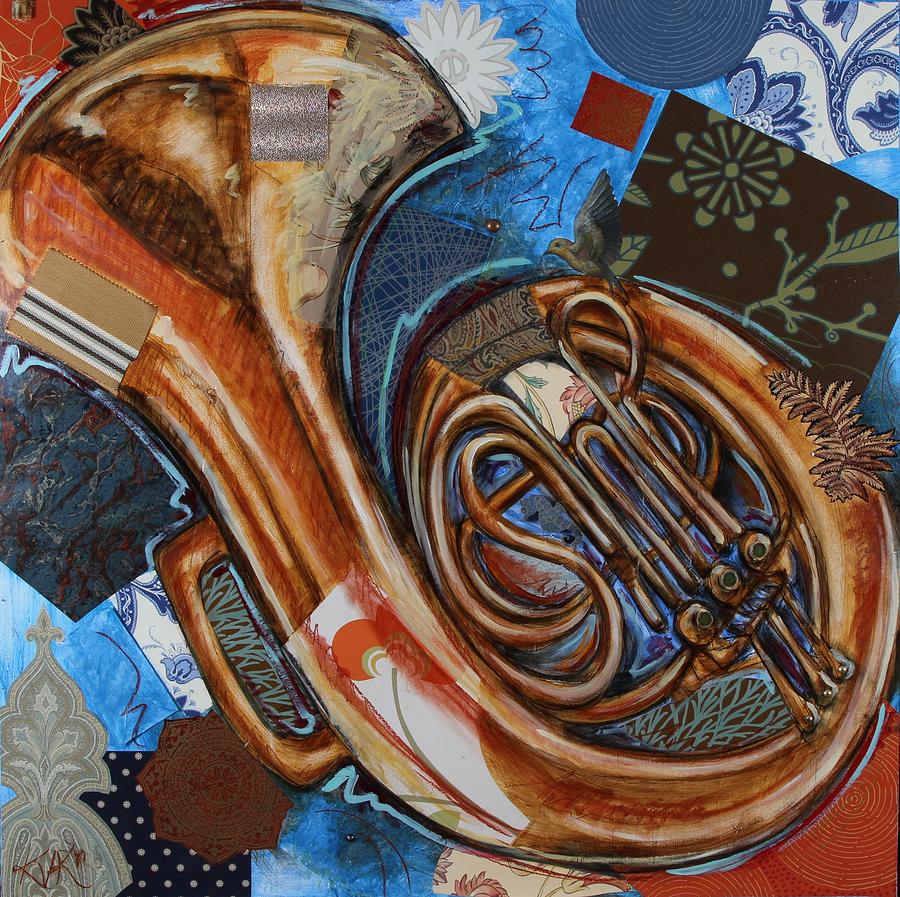Fa the French Horn Mixed Media by Katia Von Kral