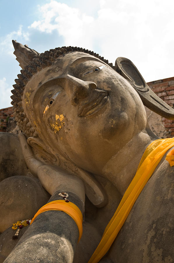 Face of a reclining Buddha Photograph by U Schade