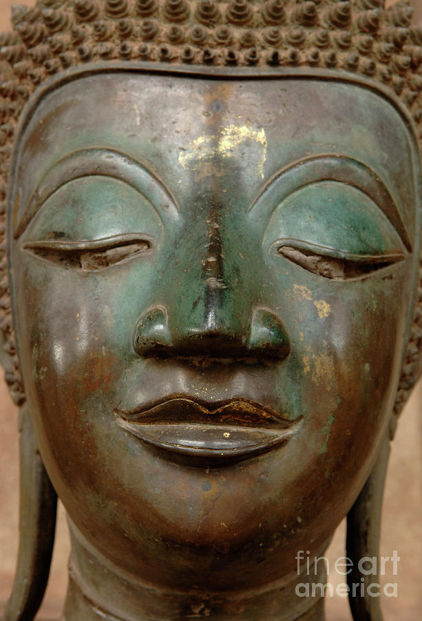 Face of Bronze Buddha  Photograph by Bob Christopher