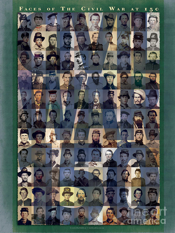 Civil War 150th Anniversary Digital Art - Faces of the Civil War 150 Poster by John De Santis