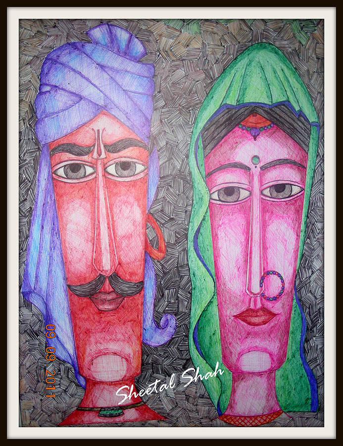 Ball Point Pen Painting - Faces by Sheetal Shah