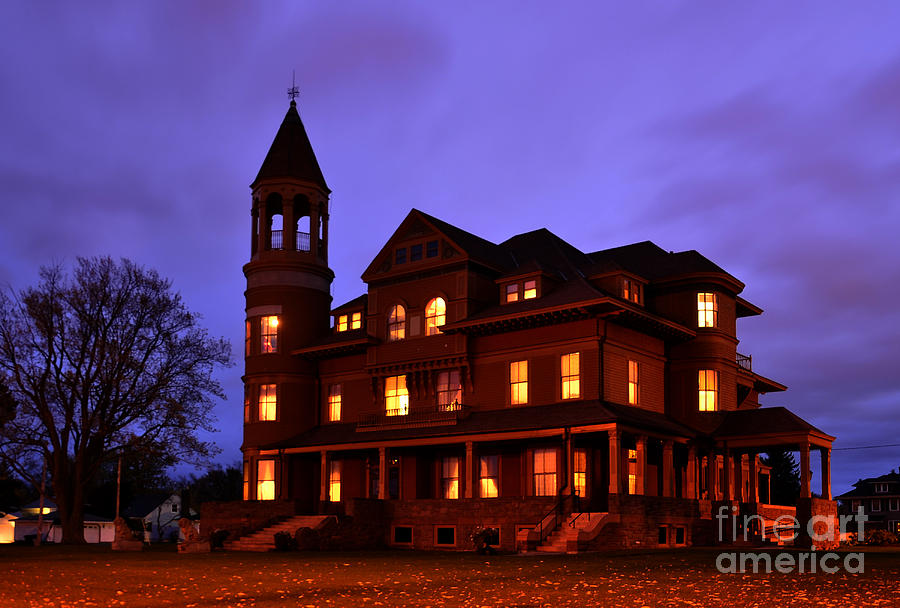 Barkers Island Photograph - Fairlawn Mansion at Night by Whispering Feather Gallery