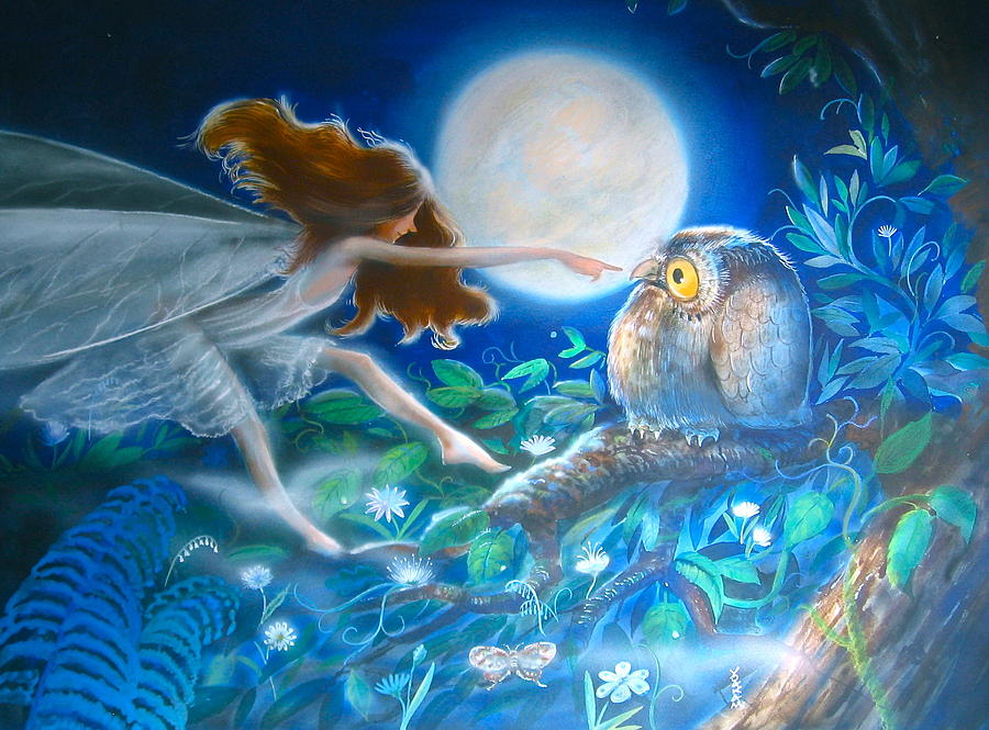 Fairy And Owl Painting by Richard Yoakam