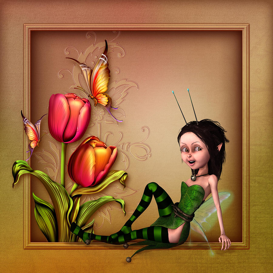Fairy sitting in the garden Digital Art by John Junek