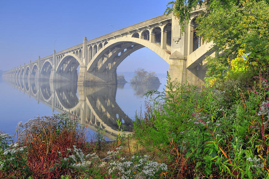 Fall At The Columbia Wrightsville Bridge Photograph by Dan Myers