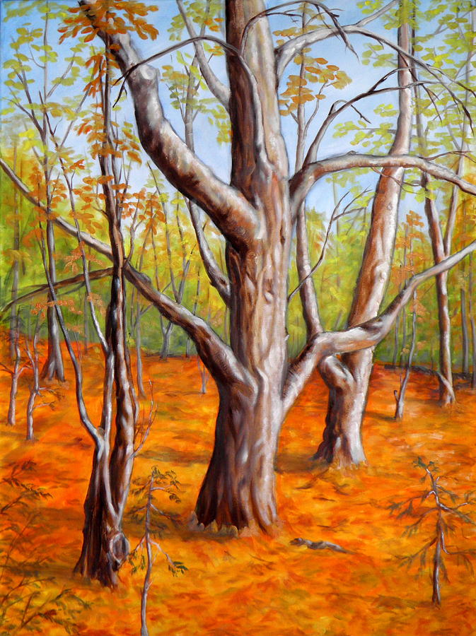 fall in Uplands park Painting by Ida Eriksen