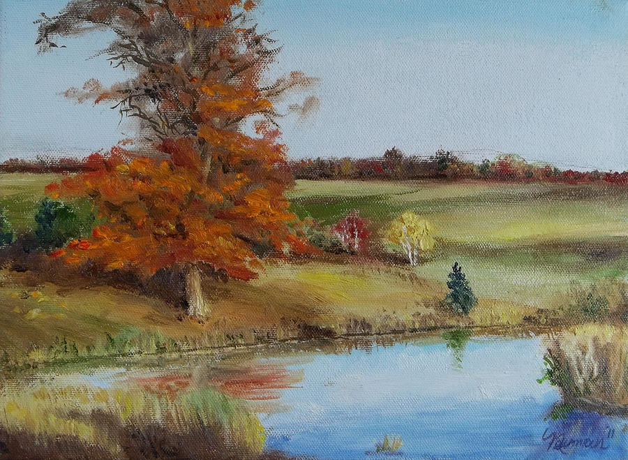 Fall Pasture Sketch Painting by Bob Newman