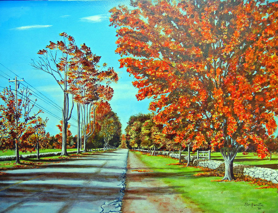Landscape Painting - Fall Road by Ron Hamilton