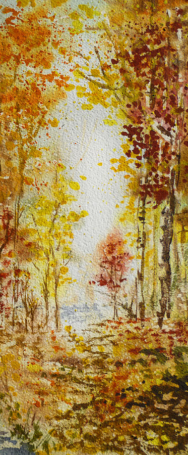 Into The Woods Painting - Fall Tree in Autumn Forest  by Irina Sztukowski