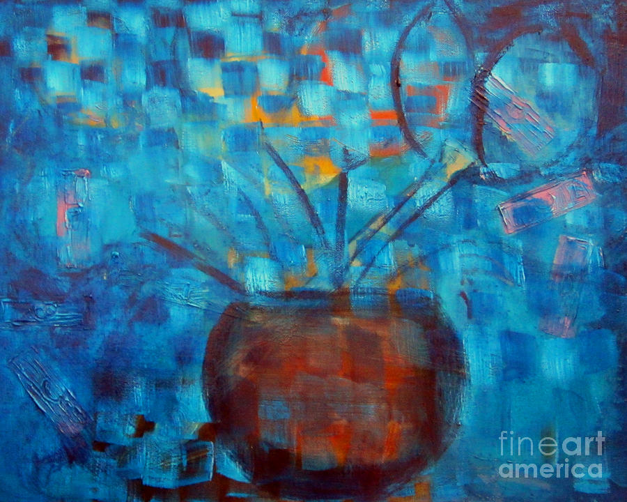 Falling into Blue Painting by Karen Francis