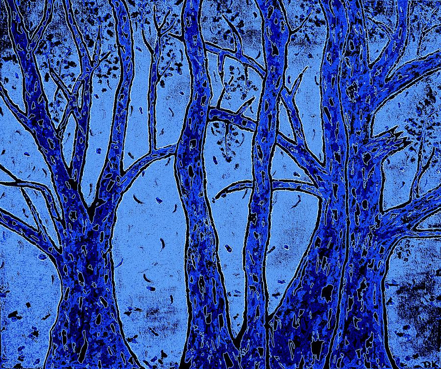 Falling Leaves Blue Digital Art by Ron Kandt
