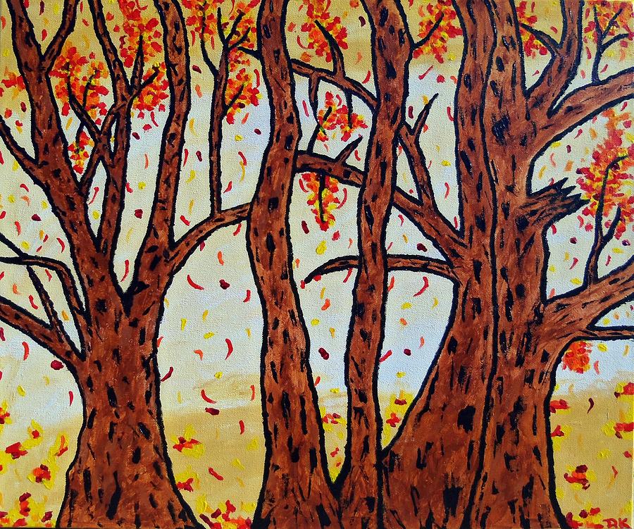 Falling Leaves Painting by Ron Kandt