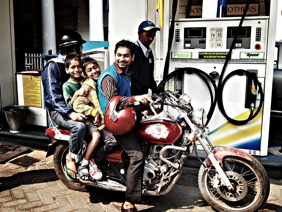Family Photograph - Family on the motorcycle by Guillaume Rodrigue