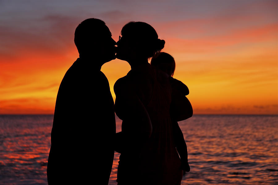 Family Silhouettes at Sunset Photograph by Vince Cavataio - Printscapes