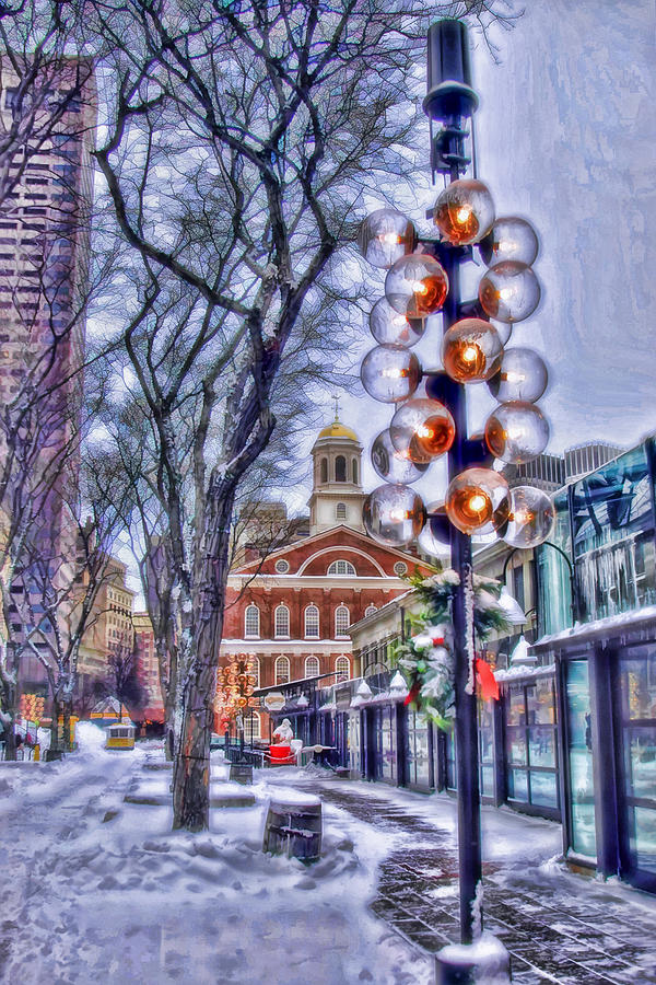 Boston Photograph - Faneuil Hall Winter by Joann Vitali