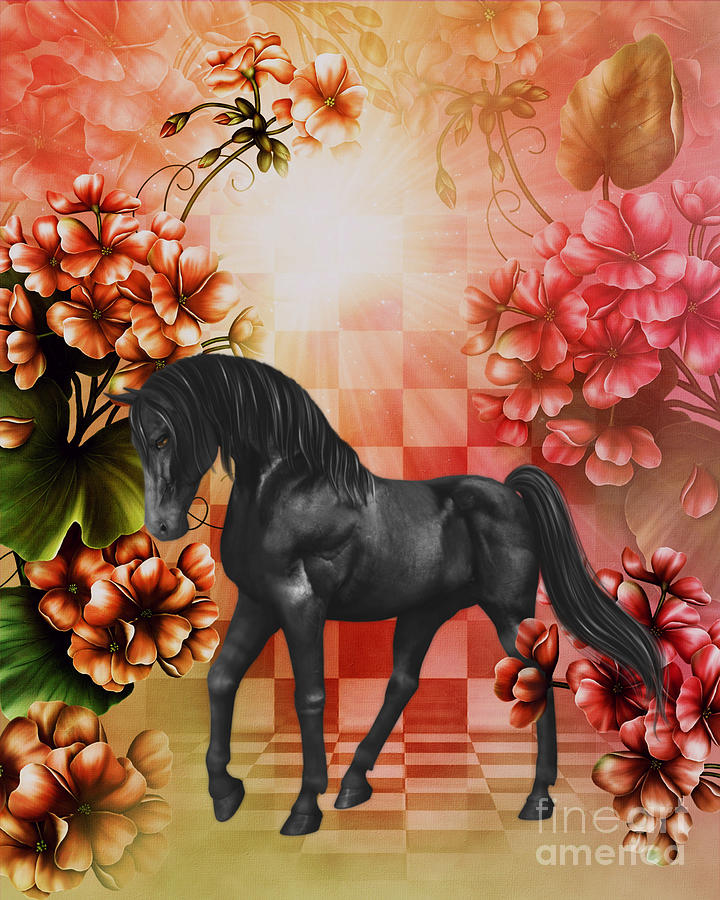 Fantasy Digital Art - Fantasy Black Horse by Smilin Eyes Treasures